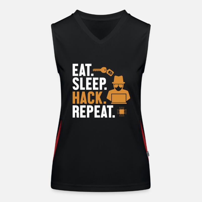 Eat Sleep Hack Repeat Social Engineering Phishing Women's Functional Contrast Tank Top