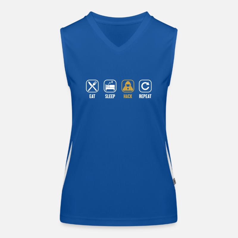 Eat Sleep Hack Repeat Sniffer Social Engineering Funktionelles Kontrast-Tank Top für Frauen