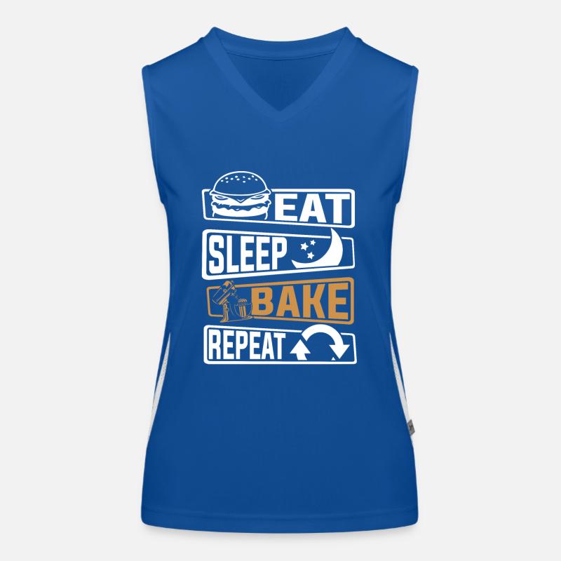 Eat Sleep Bake Repeat Hobby Baker Bakery Women's Functional Contrast Tank Top