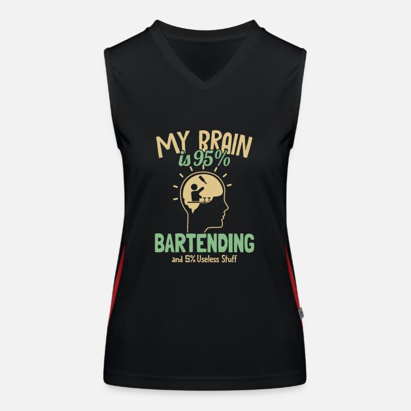 My Brain is 95% Bartending Barmann Bartender Funktionelles Kontrast-Tank Top für Frauen