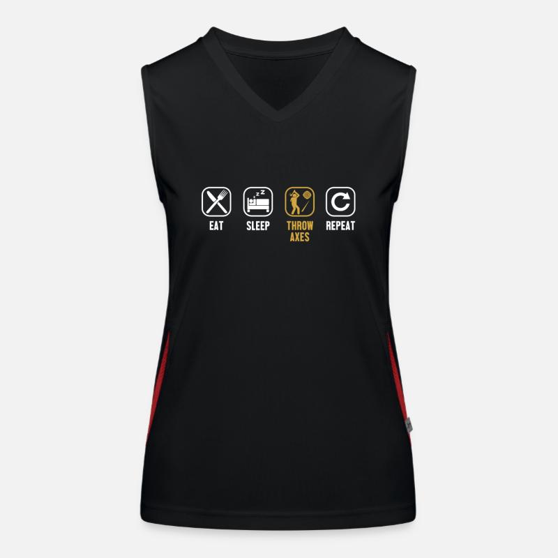 Eat Sleep Throw Axes Repeat Axe Throwing Game Axe Women's Functional Contrast Tank Top