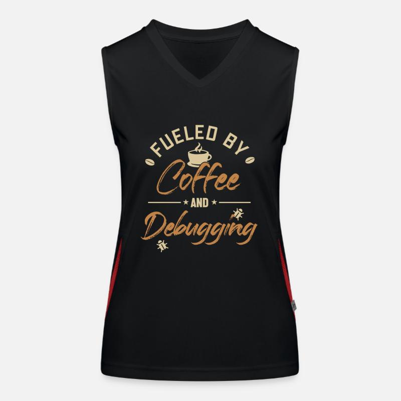 Fueled by Coffee and Debugging Developer Coder Funktionelles Kontrast-Tank Top für Frauen