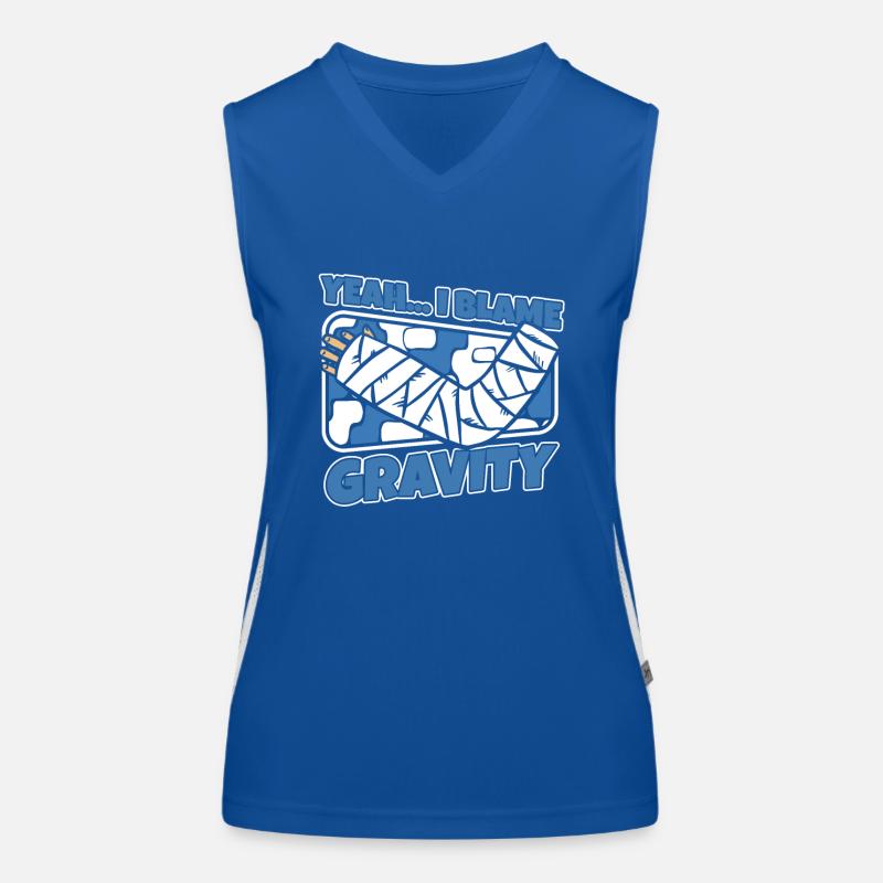 I Blame Gravity Broken Bone Broken Finger Bone Women's Functional Contrast Tank Top