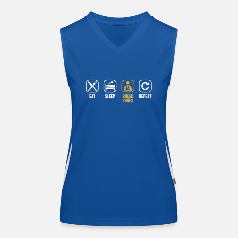 Eat Sleep Break Bones Repeat Broken Bone Bone Funktionelles Kontrast-Tank Top für Frauen