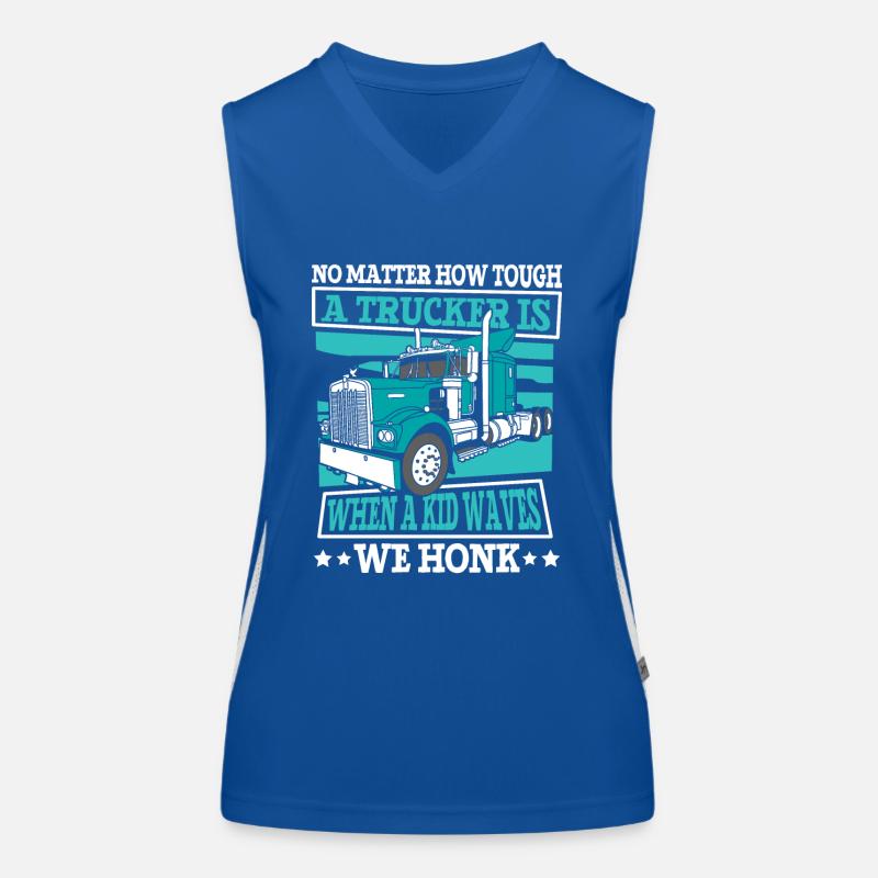 When A Kid Waves We Honk Trucker Legends Lover Women's Functional Contrast Tank Top