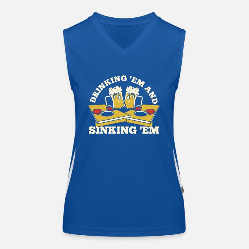 Drinking And Sinking Boards Bean Bag Game Cornhole Women's Functional Contrast Tank Top