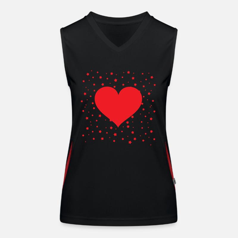 Rotes Herz mit kleinen Sternchen im Hintergrund Funktionelles Kontrast-Tank Top für Frauen