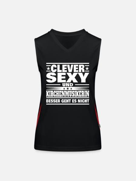 Clever Kirchenmusikerin - Funktionelles Kontrast-Tank Top für Frauen - Schwarz/Rot - Vorne