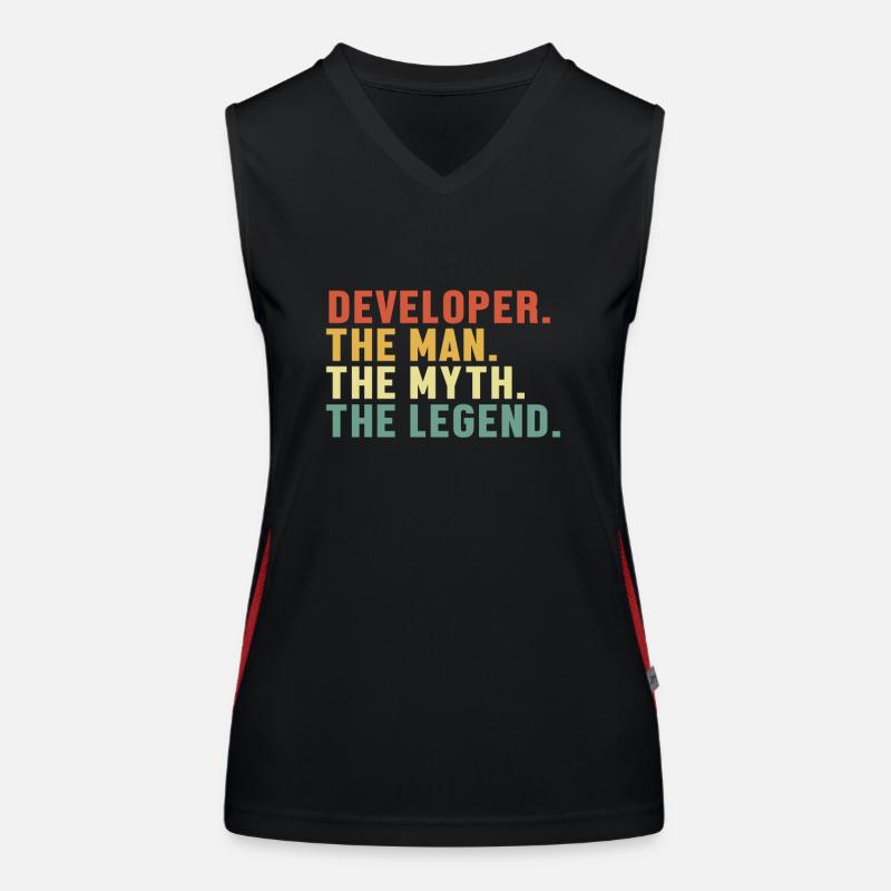 Developer Man Myth Legend Quality Engineer Devops Women's Functional Contrast Tank Top
