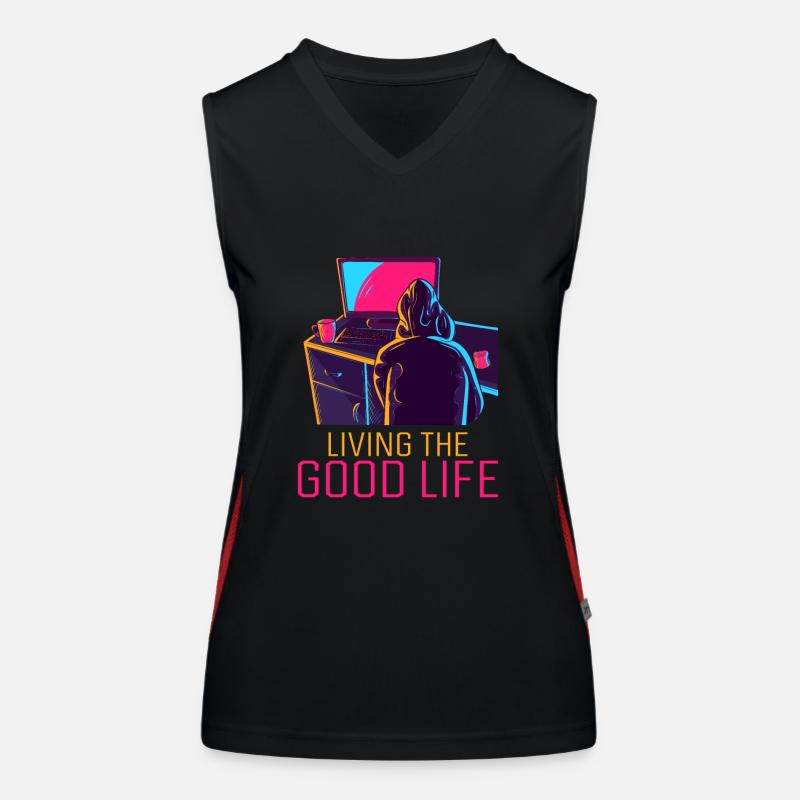 Living The Good Life Full Stack Coder Software Women's Functional Contrast Tank Top