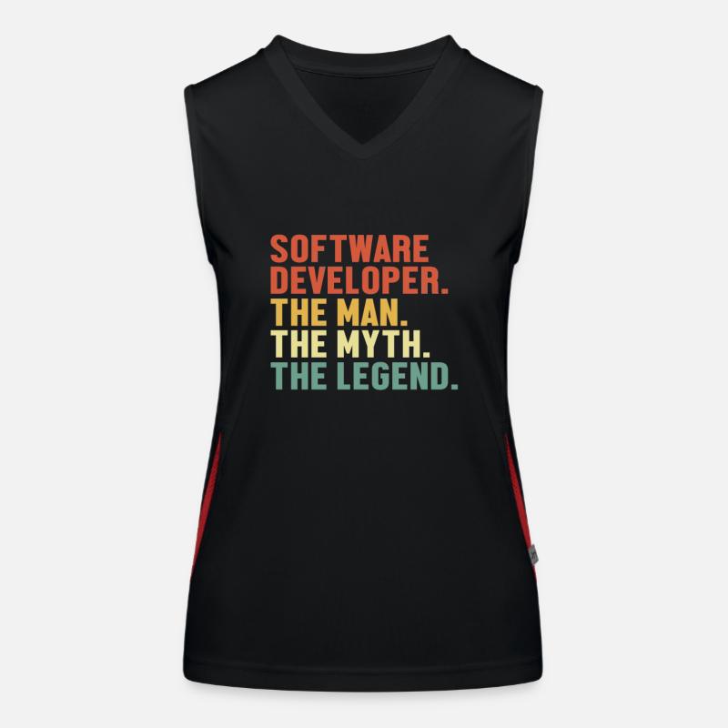 Software Developer Man Myth Legend Developer Funktionelles Kontrast-Tank Top für Frauen
