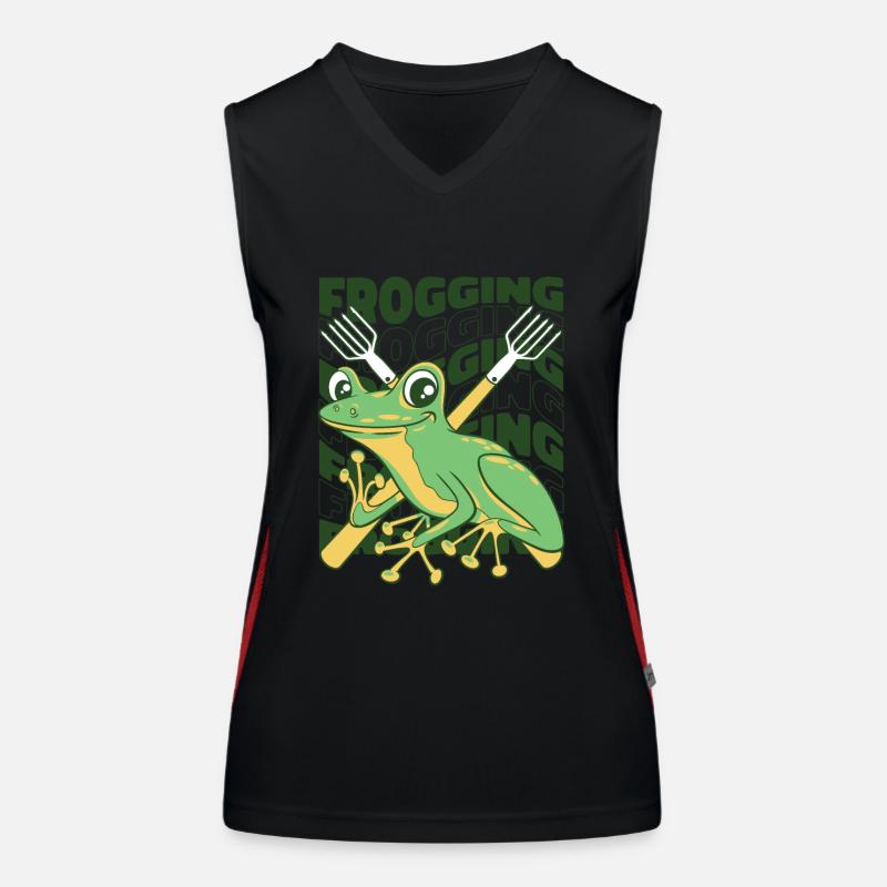 frogging tadpole tree frog toad frog catcher Women's Functional Contrast Tank Top