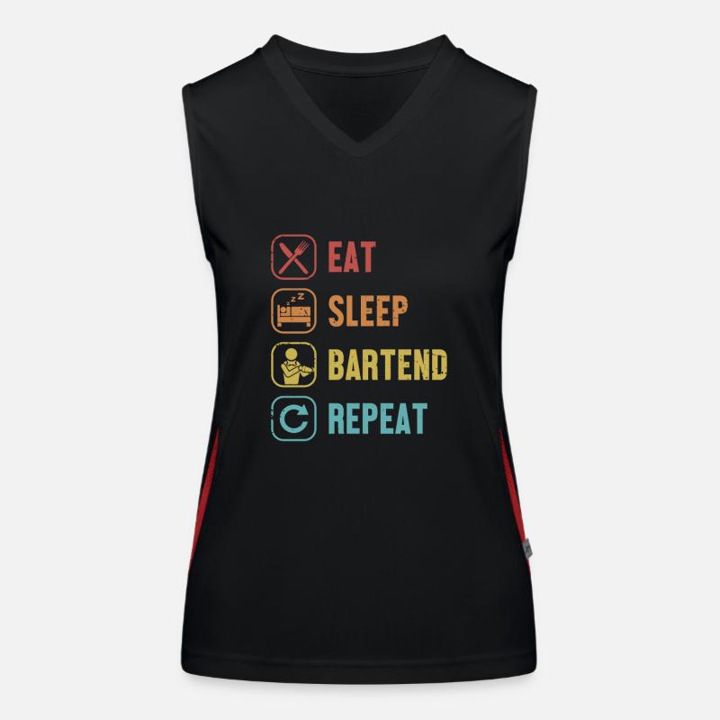 Eat Sleep Bartend Repeat Mixologist Barman Débardeur respirant contrasté Femme