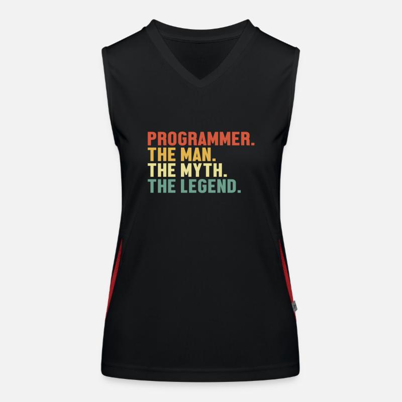 Programmer Man Myth Legend Developer Coder Women's Functional Contrast Tank Top