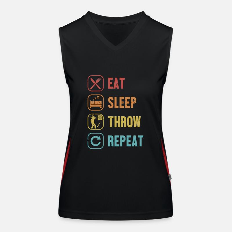 Eat Sleep Throw Repeat Axe Throwing Game Axe Women's Functional Contrast Tank Top