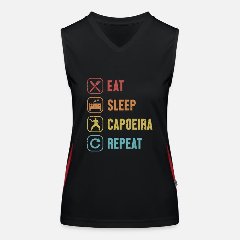 Manger Dormir Capoeira Répéter Capoeirista Ginga Danse Débardeur respirant contrasté Femme