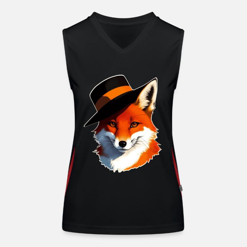 Fuchs mit Hut Funktionelles Kontrast-Tank Top für Frauen