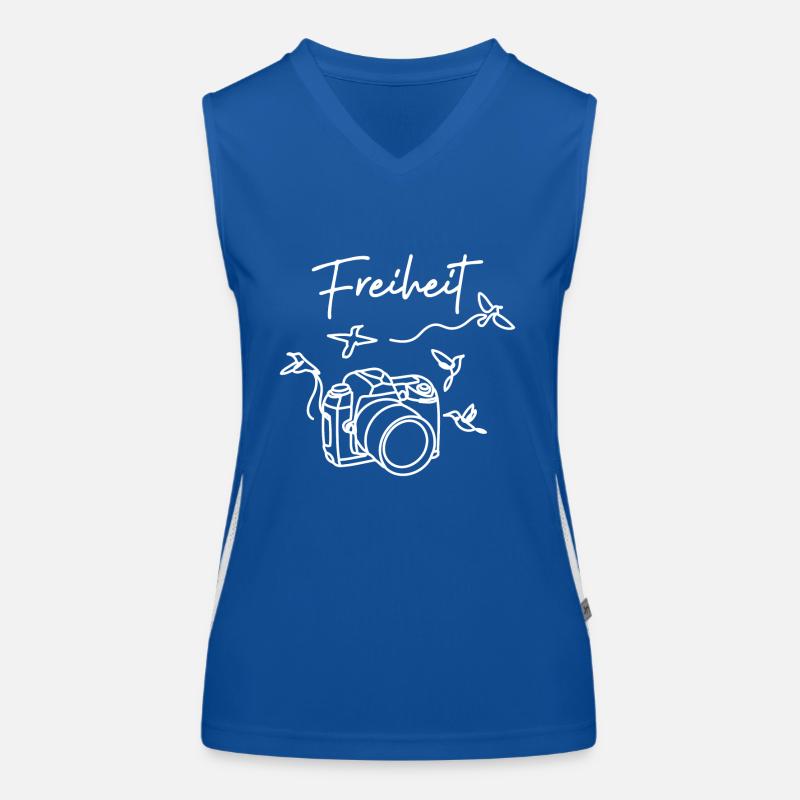 splattered Camera Freiheit Funktionelles Kontrast-Tank Top für Frauen