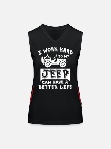 I Work Hard So My Jeeps Can Have A Better Life - Funktionelles Kontrast-Tank Top für Frauen - Schwarz/Rot - Vorne