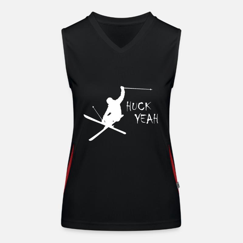 Huck Yeah Skiing - Women's Functional Contrast Tank Top - black/red