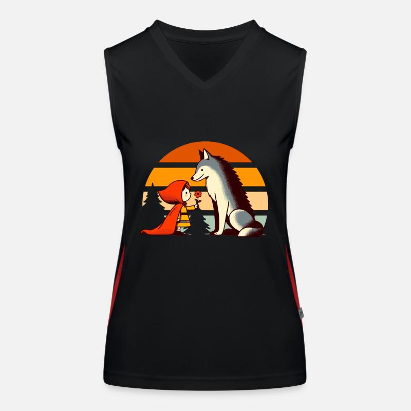 Märchen Rotkäppchen und der Wolf Wald Niedlich Funktionelles Kontrast-Tank Top für Frauen