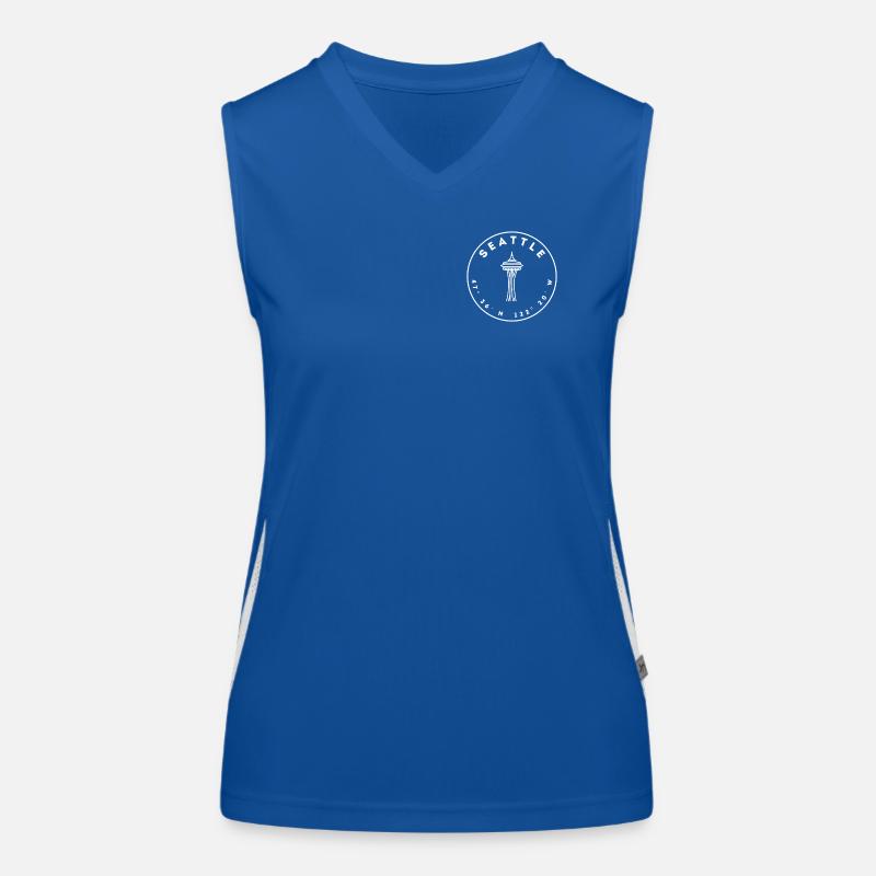 Seattle mit Space Needle und Koordinaten Funktionelles Kontrast-Tank Top für Frauen