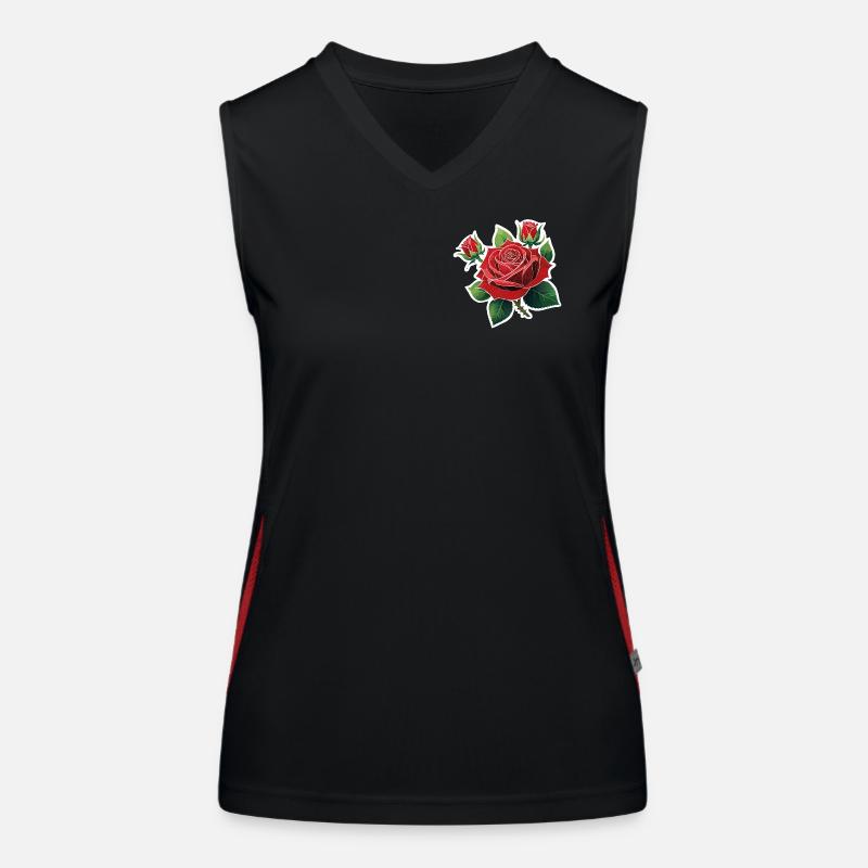 Rote Rose – Rockabilly Funktionelles Kontrast-Tank Top für Frauen