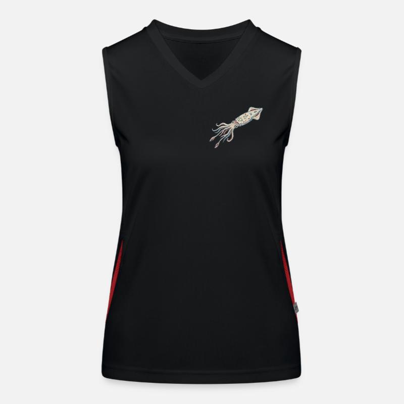 Embroidered squid – sea design (printed) Women's Functional Contrast Tank Top