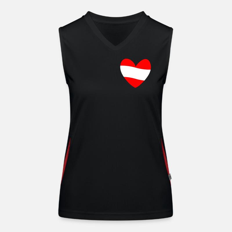 Austria flag heart Women's Functional Contrast Tank Top