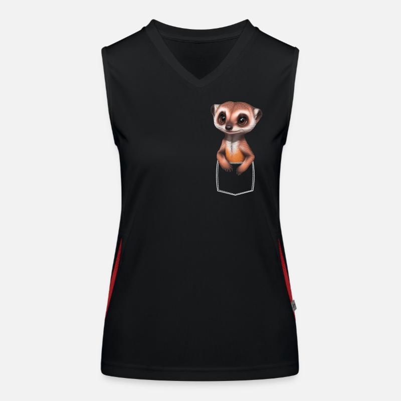 Suricate mignon dans la poche de poche de poitrine Débardeur respirant contrasté Femme