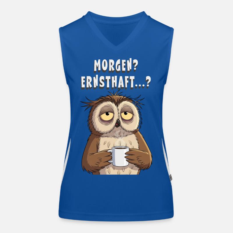 Morgenmuffel Eule Kaffee Geschenk Schlafshirt Funktionelles Kontrast-Tank Top für Frauen