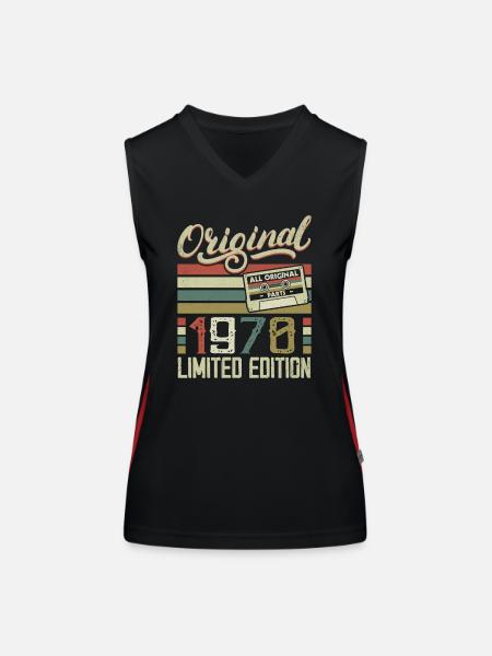 Vintage 1970's Retro 1970's Birthday Gift - Women's Functional Contrast Tank Top - black/red - Front