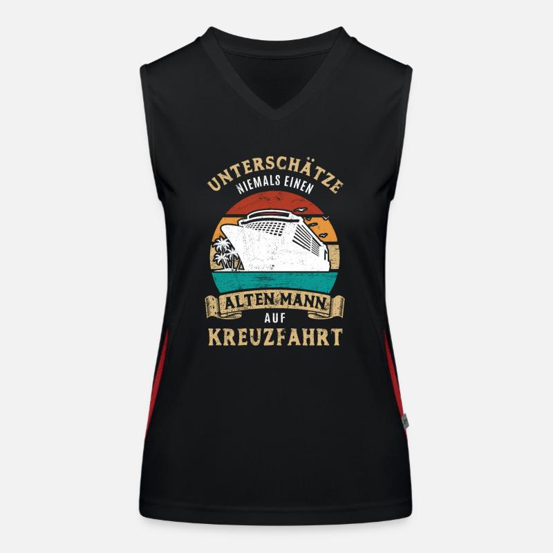 Unterschätze nie einen alten Mann auf Kreuzfahrt Funktionelles Kontrast-Tank Top für Frauen