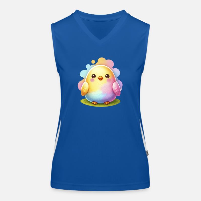 Colorful Chick In Easter Egg Shape Women's Functional Contrast Tank Top