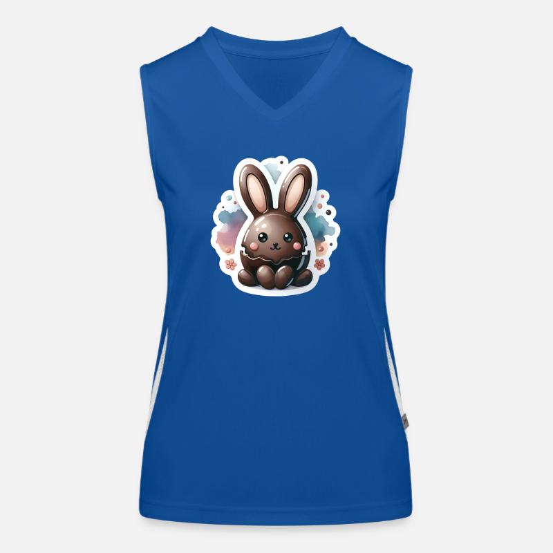 Lapin en chocolat Chibi avec fond d’aquarelle Débardeur respirant contrasté Femme