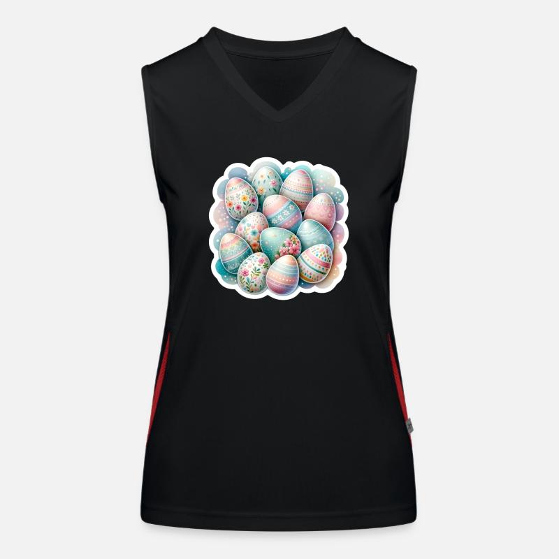 A Set of Cute Watercolored Easter Eggs Women's Functional Contrast Tank Top
