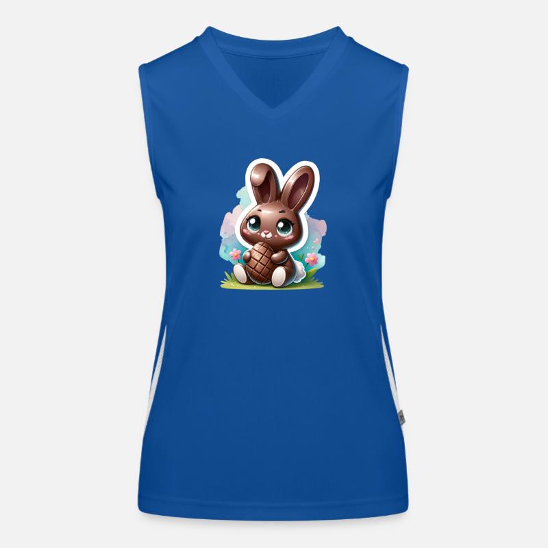 A Chocolate Bunny With an Easter Egg Women's Functional Contrast Tank Top