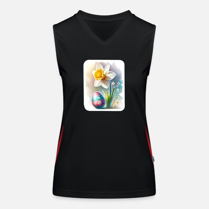 A Beautiful Daffodil With an Easter Egg Women's Functional Contrast Tank Top
