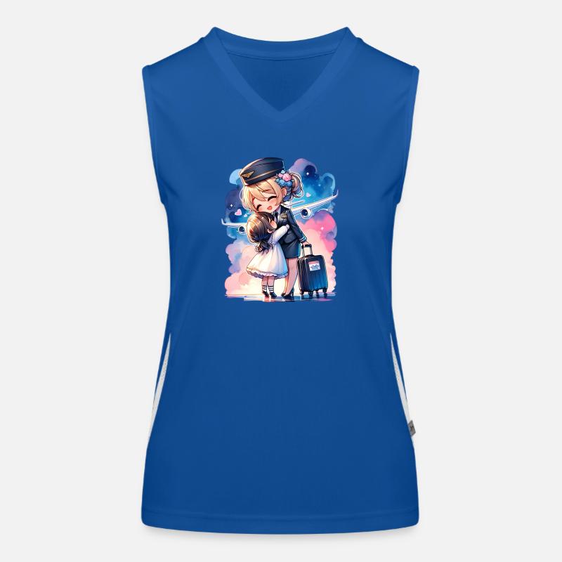 Flugbegleiterin Mutter mit ihrer Tochter Funktionelles Kontrast-Tank Top für Frauen