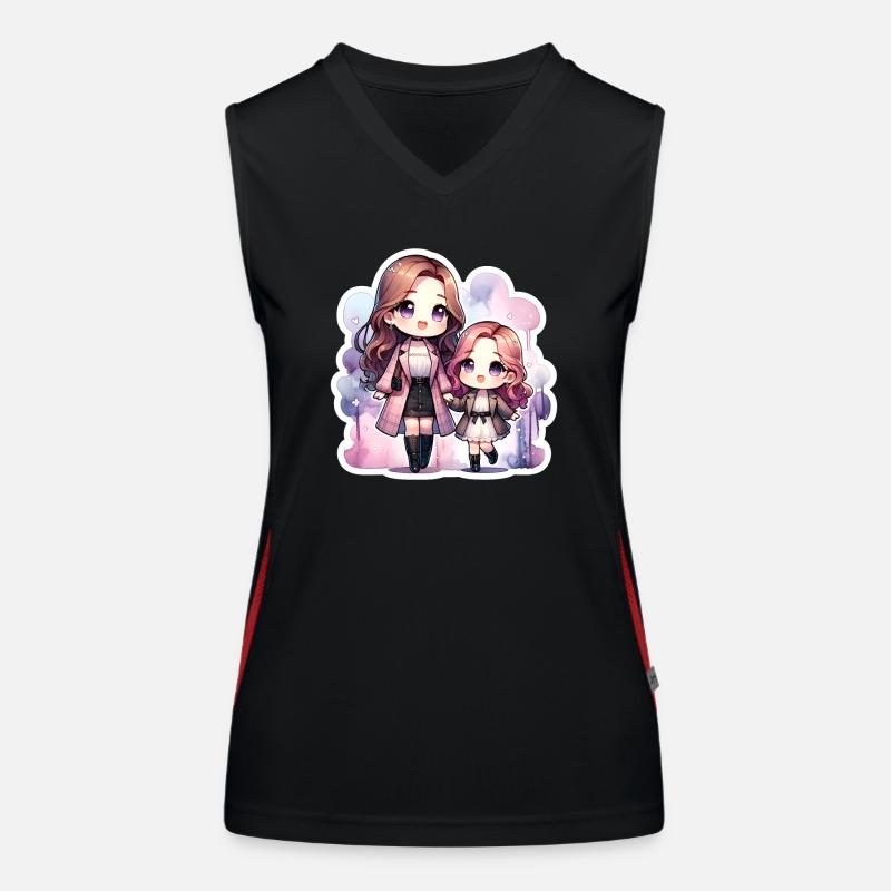 Mutter und Tochter mit passenden Outfits Funktionelles Kontrast-Tank Top für Frauen