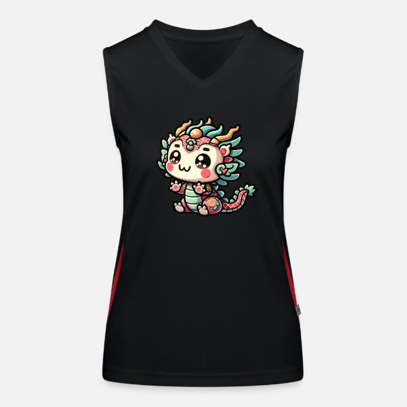 Ein süßer Chibi-Drache zum chinesischen Neujahrsfest Funktionelles Kontrast-Tank Top für Frauen