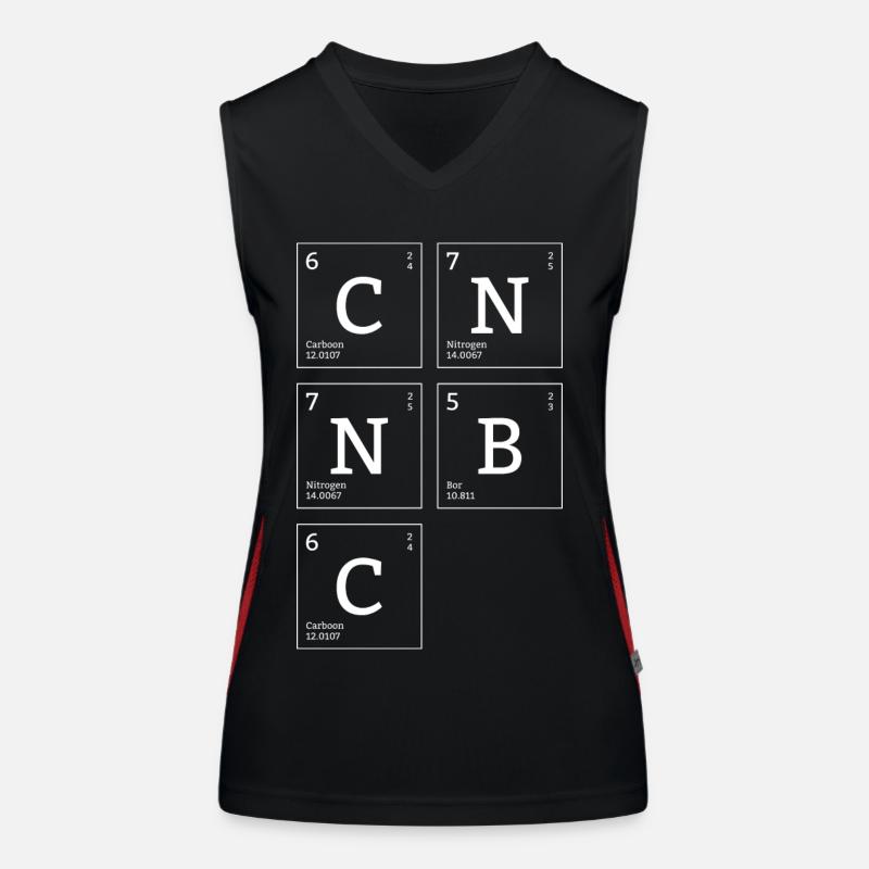 Sportliches Periodensystem der Elemente C N N B C Funktionelles Kontrast-Tank Top für Frauen