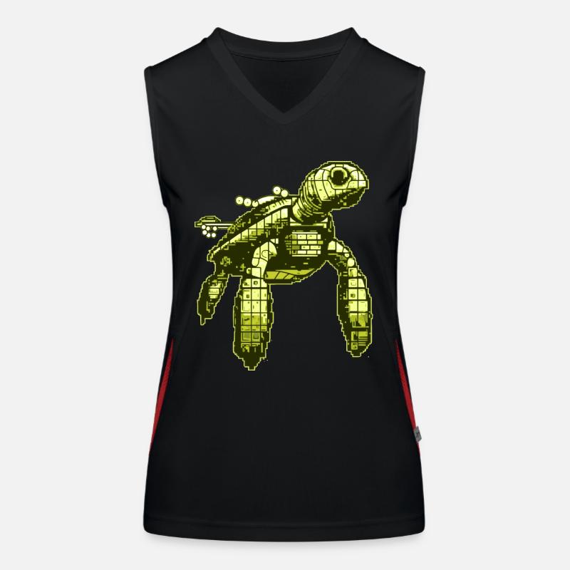 Video Game 8 Bit Turtle Women's Functional Contrast Tank Top
