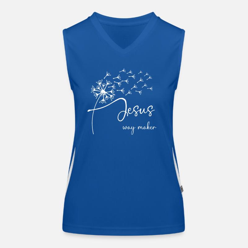 Jesus, way maker has a chic dandelion graphic desi Women's Functional Contrast Tank Top