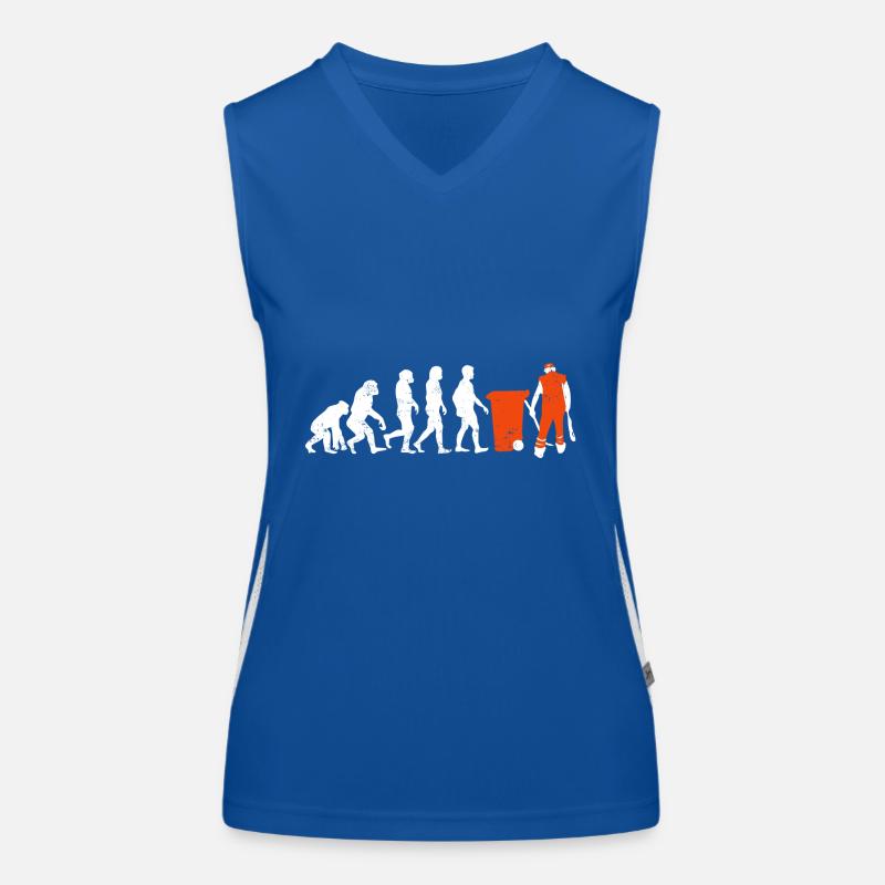Garbage man evolution gift job occupation garbage orange Women's Functional Contrast Tank Top
