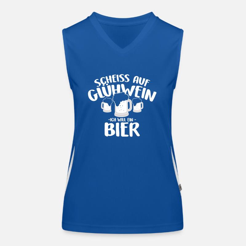 Scheiss auf Glühwein Ich will ein Bier Weihnachten Funktionelles Kontrast-Tank Top für Frauen