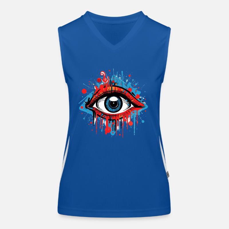 Urbanes Kunstauge - Farbexplosion Funktionelles Kontrast-Tank Top für Frauen