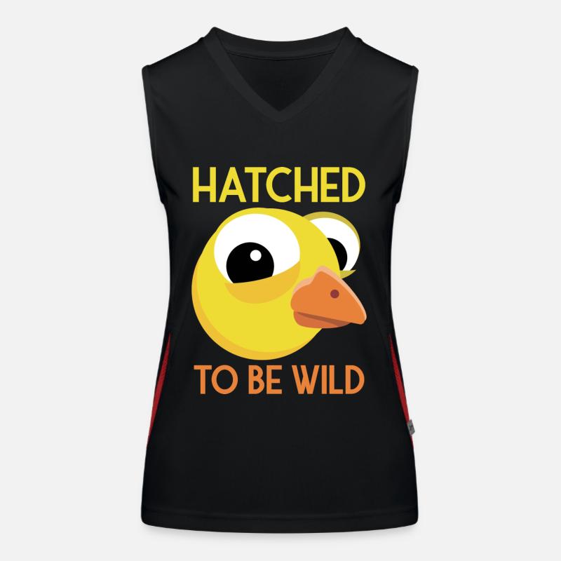 Cute chick hatched saying Hatched to be wild Women's Functional Contrast Tank Top