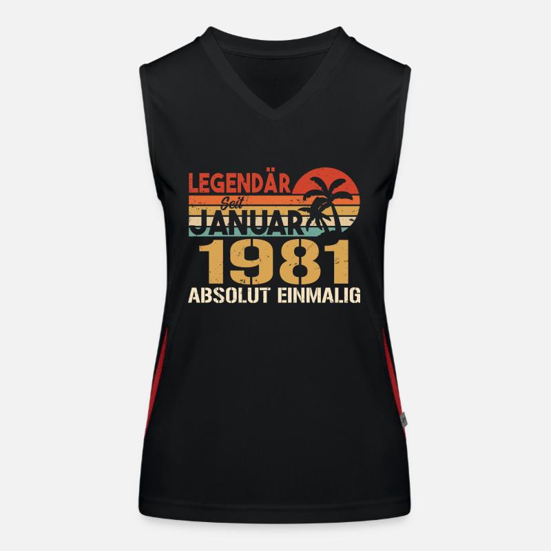 Geburtstagsgeschenk geboren im Januar 1981 Funktionelles Kontrast-Tank Top für Frauen