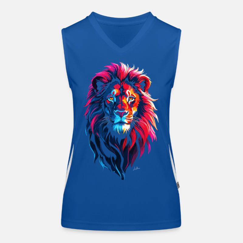 Roter und blauer Löwe Funktionelles Kontrast-Tank Top für Frauen